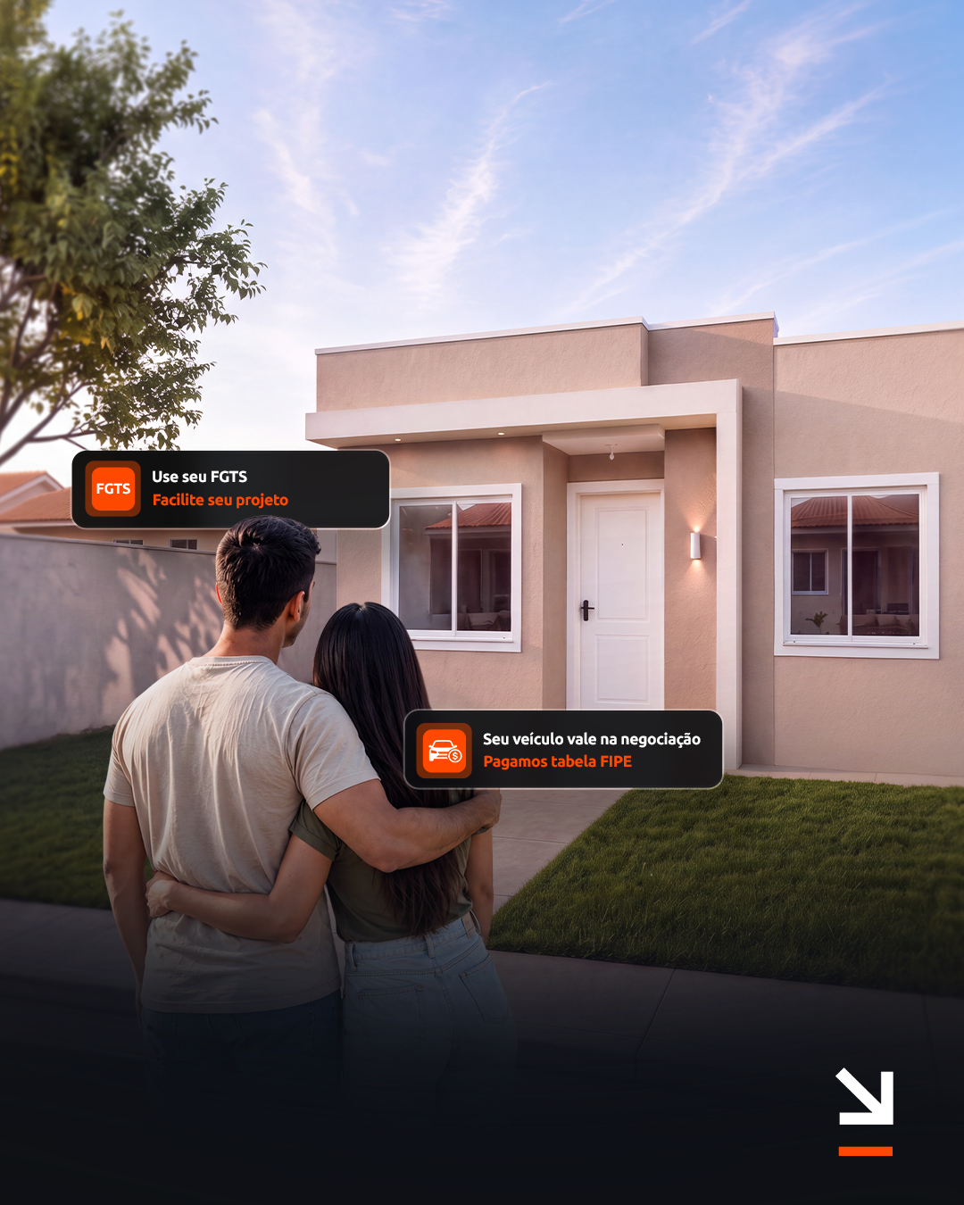 Casa residencial e informações sobre uso do FGTS e veículo na negociação